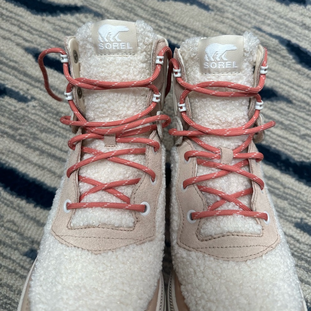 🆕 Sorel Brex Faux Shearling Waterproof Boot Nova Sand Sz 10 - Picture 3 of 7